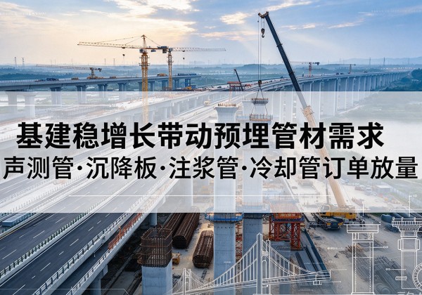 江津区基建稳增长带动预埋监测管材需求，声测管、沉降板、注浆管订单持续放量
